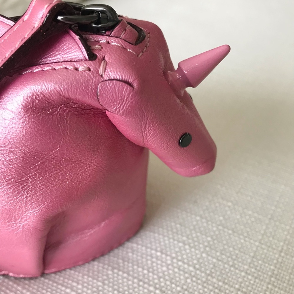 Coach Uni Coin Case, Pink Leather Unicorn Bag Charm Coin Case - Picture 4 of 16